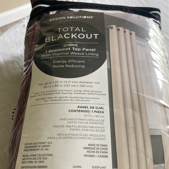 63 inch total blackout 1 grommet panel with thermal weaving lining - Picture 3 of 3